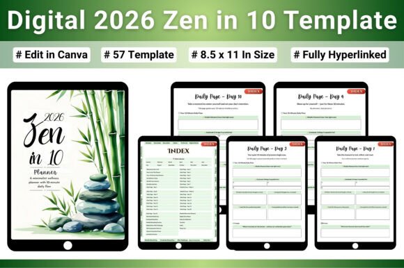 Digital 2026 Zen in 10: Your 10-Minute Daily Wellness Planner