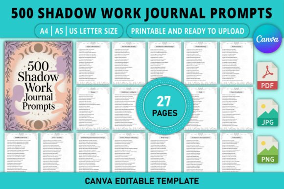 Editable 500 Shadow Work Journal Prompts: A Deep Dive into Inner Healing