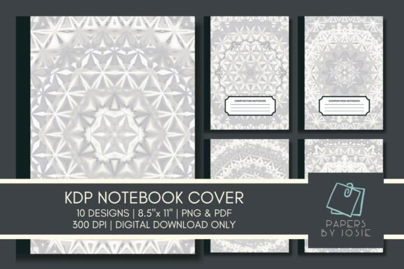 Grayish White Mandala KDP Notebook Covers